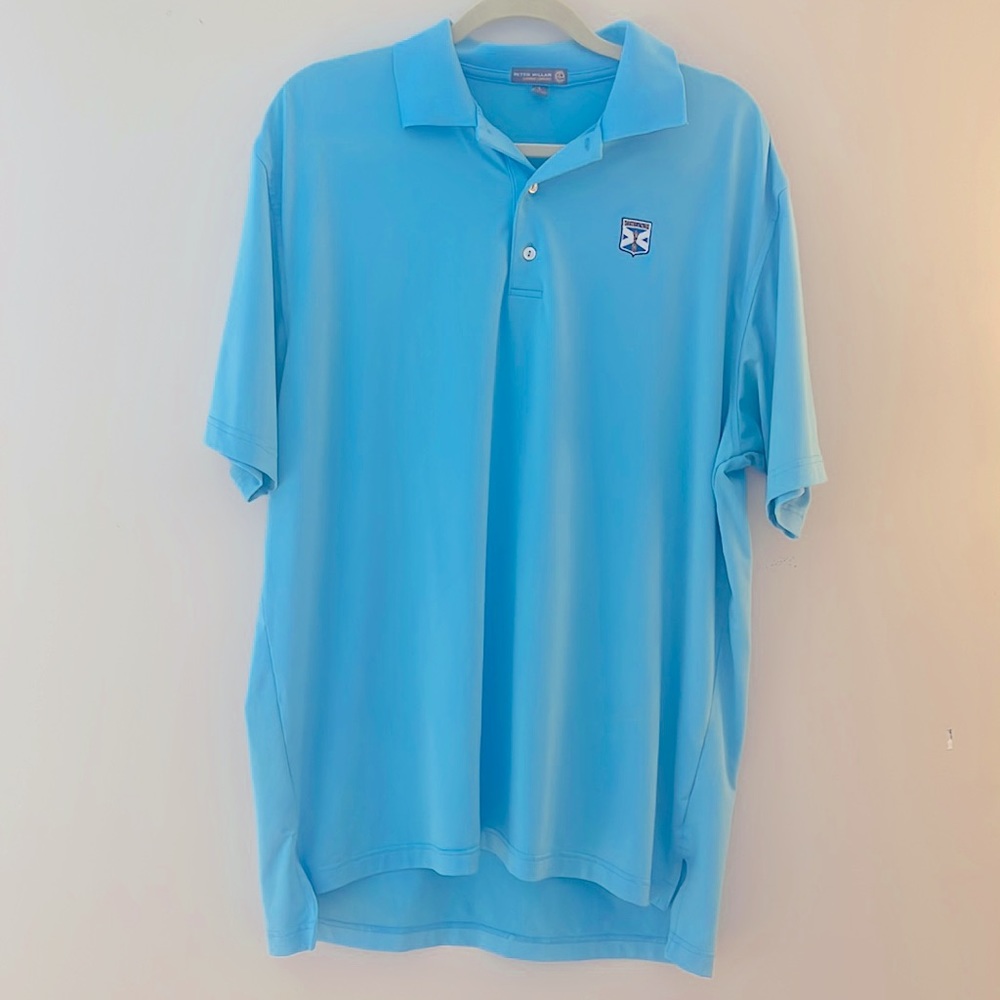 Men's Peter Millar Summer Comfort Light Blue Stretch Polo Golf Shirt large